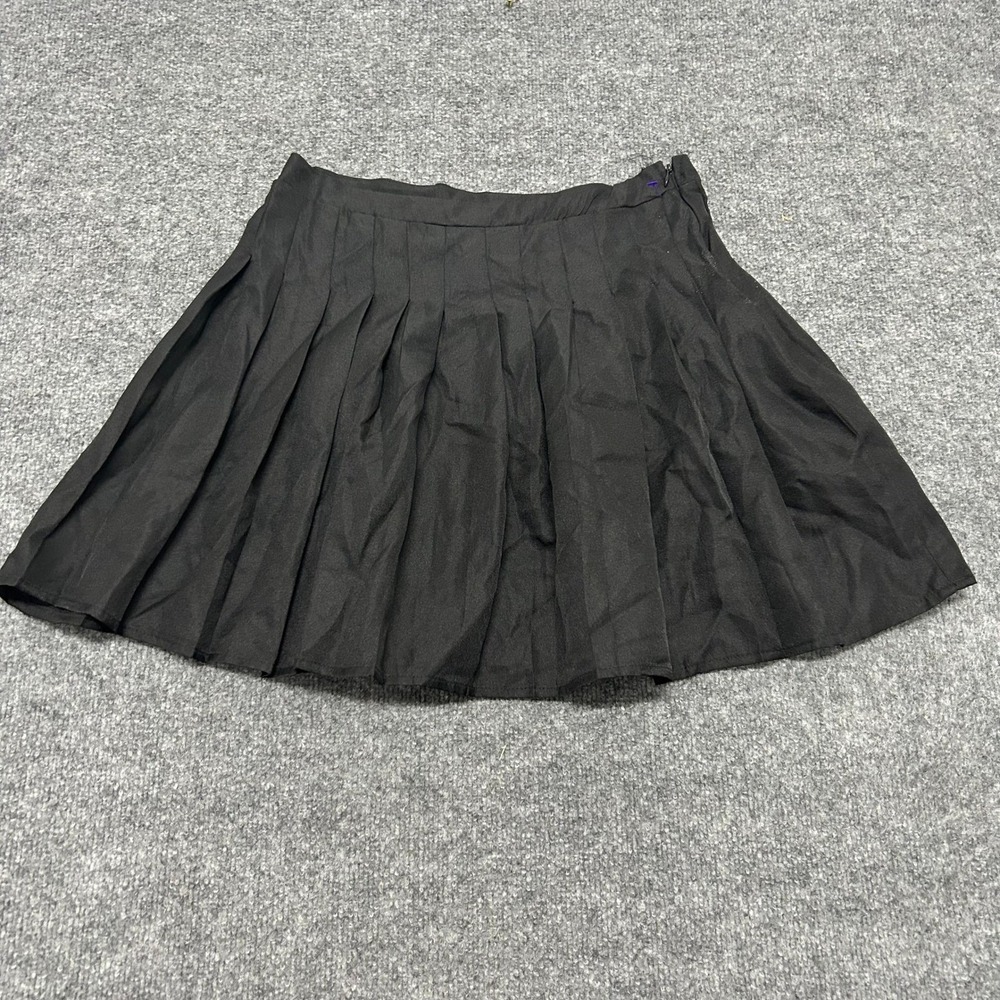 Ultra Flirt Skirt Womens Size L Black Pleated Mini Side Zip Schoolgirl Preppy